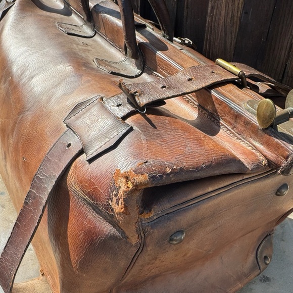 Antique vintage Thomas Fortune brown leather gladstone bag - Picture 7 of 15